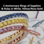 5 Anniversary Rings of Sapphire & Ruby in White, Yellow/Rose Gold