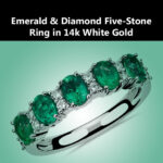 Emerald and Diamond Five-Stone Ring in 14k White Gold