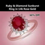 Ruby and Diamond Sunburst Ring in 14k Rose Gold