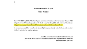 सीजफायर के बाद 32 Airports फिर से शुरू, एयर इंडिया और इंडिगो की कई उड़ानें अब भी रद्द।